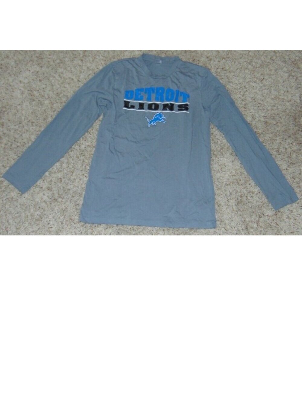 Mens Detroit Lions Football Gray Medium Long Sleeve Crew Tee NFL Team Apparel